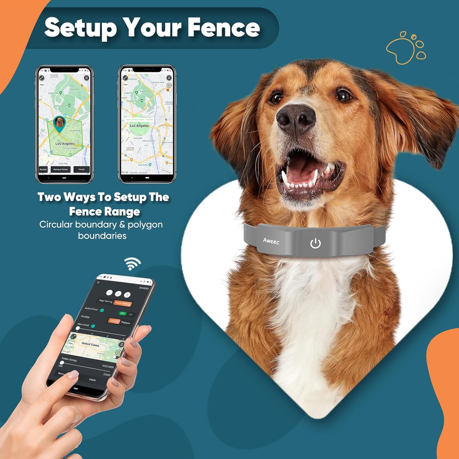 GPS Wireless Dog Fence with Free App, Electric Fence System with Training Collar, Portable Fence for Outdoor Use, Rechargeable Waterproof Flexiable Collar, Adjustable for Large Medium Dogs (Grey) GPS Wireless Dog Fence with Free App, Electric Fence System with Training Collar, Portable Fence for Outdoor Use, Rechargeable Waterproof Flexiable Collar, Adjustable for Large Medium Dogs (Grey)