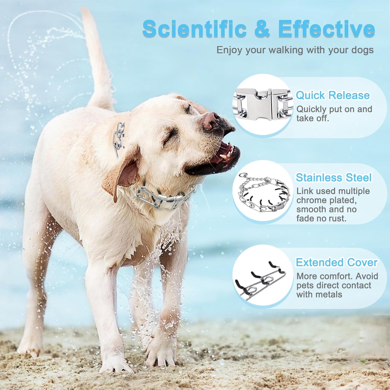 Prong Training Collar for Dogs, Adjustable Dog Training Pinch Collar with Quick Release Buckle, No Pull Collar for Small Medium Large Dogs, Extra Link and Caps (XL (21-26 Neck, 4.0mm)) Prong Training Collar for Dogs, Adjustable Dog Training Pinch Collar with Quick Release Buckle, No Pull Collar for Small Medium Large Dogs, Extra Link and Caps (XL (21-26 Neck, 4.0mm))