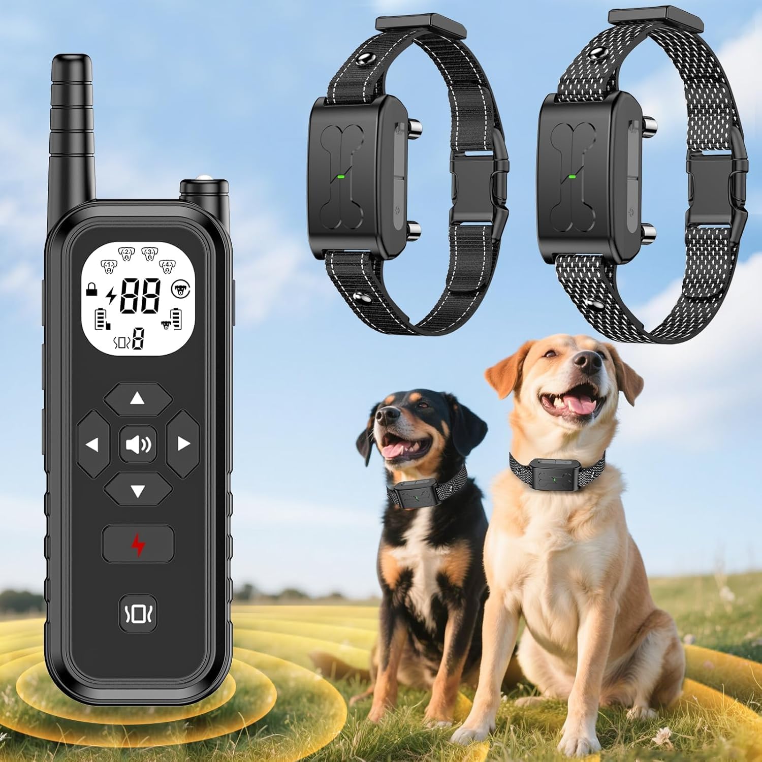 Wireless Dog Fence, Electric Fence for Dogs, Portable Dog Perimeter Collar Days Standby Training Collar, Flash Light Waterproof with Training Mode for Dog Matte Black Wireless Dog Fence, Electric Fence for Dogs, Portable Dog Perimeter Collar Days Standby Training Collar, Flash Light Waterproof with Training Mode for Dog Matte Black