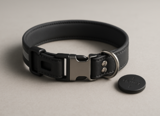 Adjustable Dog Collar with Accessory Slot – Charcoal Black,Small Home |
