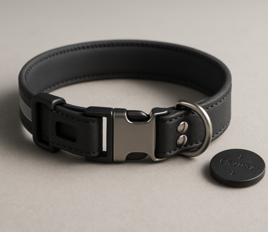 Adjustable Dog Collar with Accessory Slot – Charcoal Black,Small